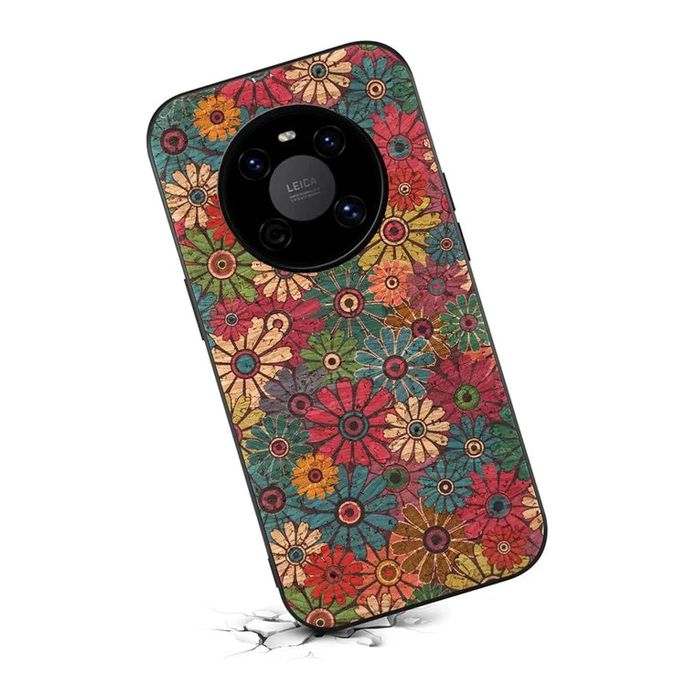 For Huawei Mate 40 Hybrid Case Flower Pattern Printed PU Covered TPU+PC Phone Shell