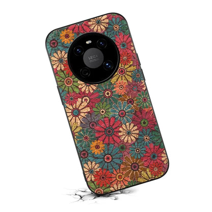 For Huawei Mate 40 Hybrid Case Flower Pattern Printed PU Covered TPU+PC Phone Shell