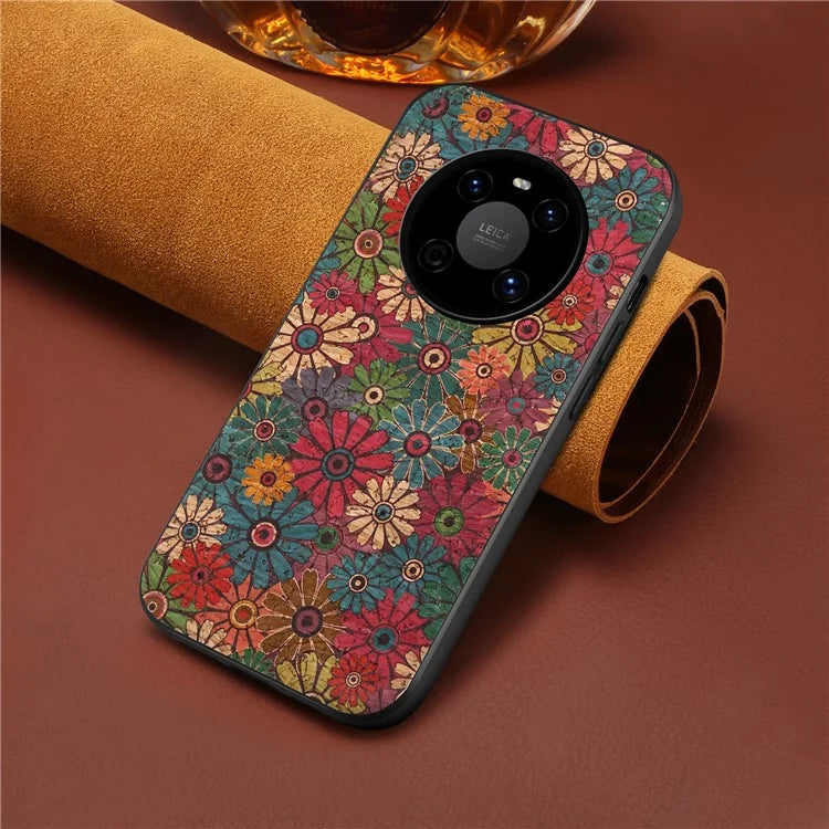 For Huawei Mate 40 Hybrid Case Flower Pattern Printed PU Covered TPU+PC Phone Shell