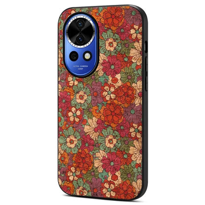 For Huawei nova 12 5G Protective Case Flower Pattern Printing PU+TPU+PC Phone Cover
