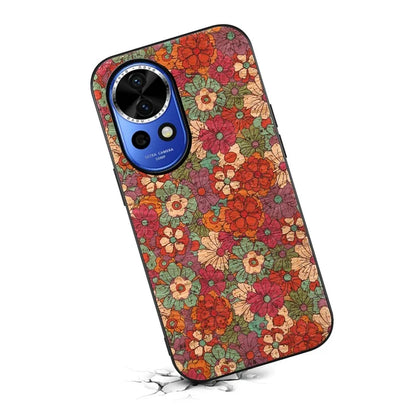 For Huawei nova 12 5G Protective Case Flower Pattern Printing PU+TPU+PC Phone Cover