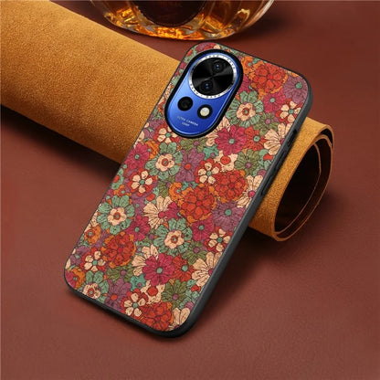 For Huawei nova 12 5G Protective Case Flower Pattern Printing PU+TPU+PC Phone Cover