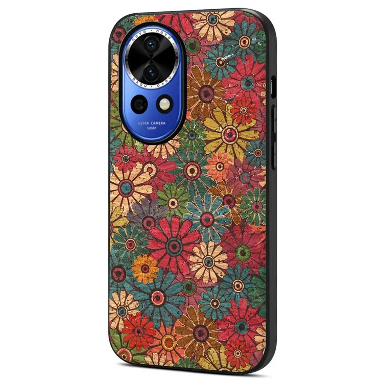 For Huawei nova 12 5G Protective Case Flower Pattern Printing PU+TPU+PC Phone Cover