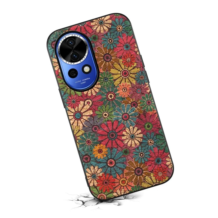 For Huawei nova 12 5G Protective Case Flower Pattern Printing PU+TPU+PC Phone Cover