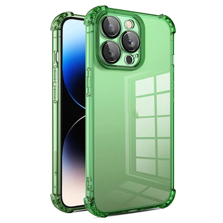 For iPhone 14 Pro Case Drop Protection Soft TPU Phone Cover with PVC Lens Protector
