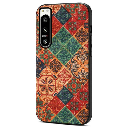 For Sony Xperia 5 IV 5G Hybrid Case Flower Pattern Printed PU Covered Protective Phone Case