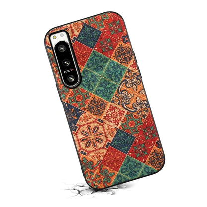 For Sony Xperia 5 IV 5G Hybrid Case Flower Pattern Printed PU Covered Protective Phone Case