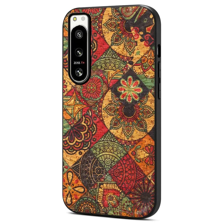 For Sony Xperia 5 IV 5G Hybrid Case Flower Pattern Printed PU Covered Protective Phone Case