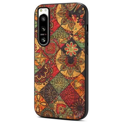 For Sony Xperia 5 IV 5G Hybrid Case Flower Pattern Printed PU Covered Protective Phone Case