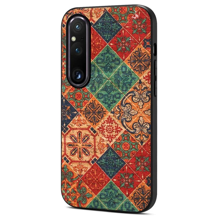 For Sony Xperia 1 V Shockproof Case Flower Pattern Printing PU+TPU+PC Phone Cover