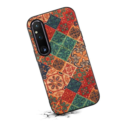 For Sony Xperia 1 V Shockproof Case Flower Pattern Printing PU+TPU+PC Phone Cover