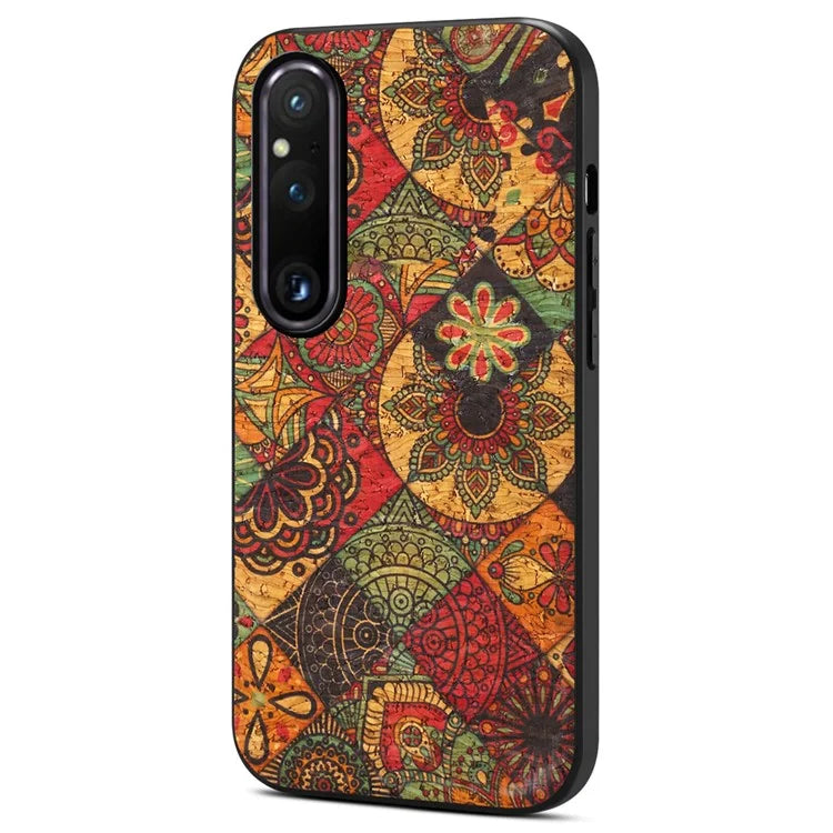 For Sony Xperia 1 V Shockproof Case Flower Pattern Printing PU+TPU+PC Phone Cover