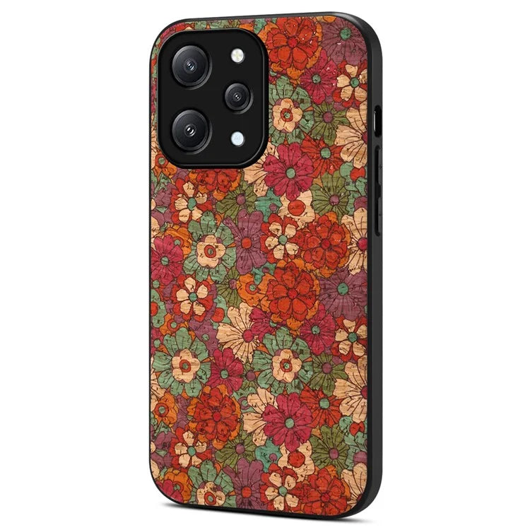 For Xiaomi Redmi Note 12R 5G / Redmi 12 5G (Global) Case Flower Pattern Printed PU+TPU+PC Slim Phone Cover