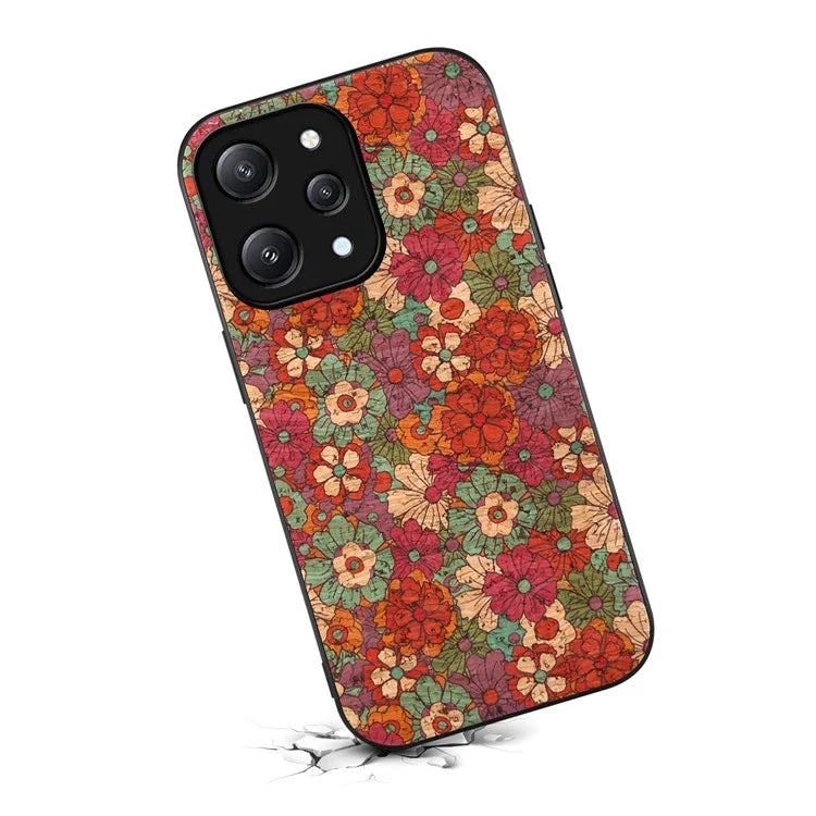 For Xiaomi Redmi Note 12R 5G / Redmi 12 5G (Global) Case Flower Pattern Printed PU+TPU+PC Slim Phone Cover
