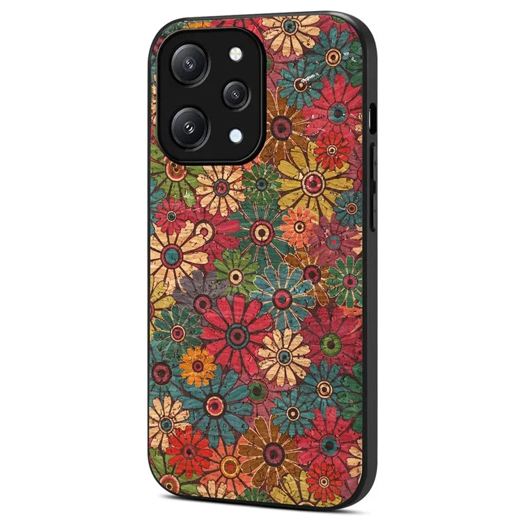 For Xiaomi Redmi Note 12R 5G / Redmi 12 5G (Global) Case Flower Pattern Printed PU+TPU+PC Slim Phone Cover