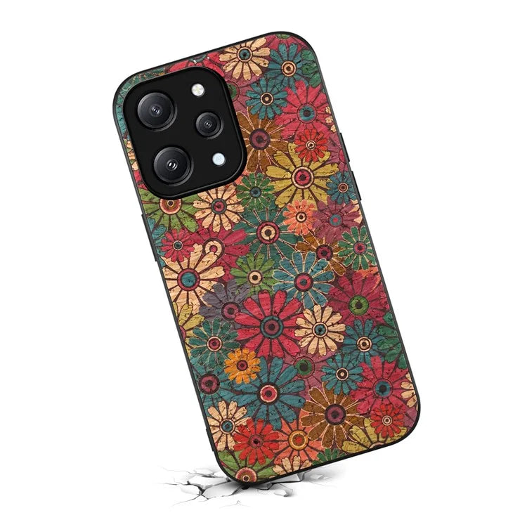 For Xiaomi Redmi Note 12R 5G / Redmi 12 5G (Global) Case Flower Pattern Printed PU+TPU+PC Slim Phone Cover