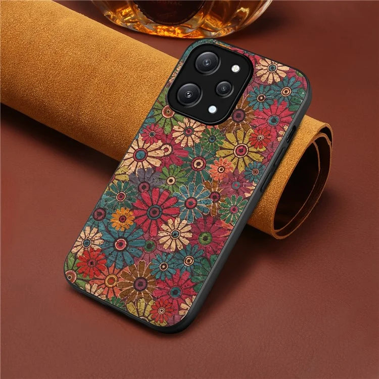 For Xiaomi Redmi Note 12R 5G / Redmi 12 5G (Global) Case Flower Pattern Printed PU+TPU+PC Slim Phone Cover