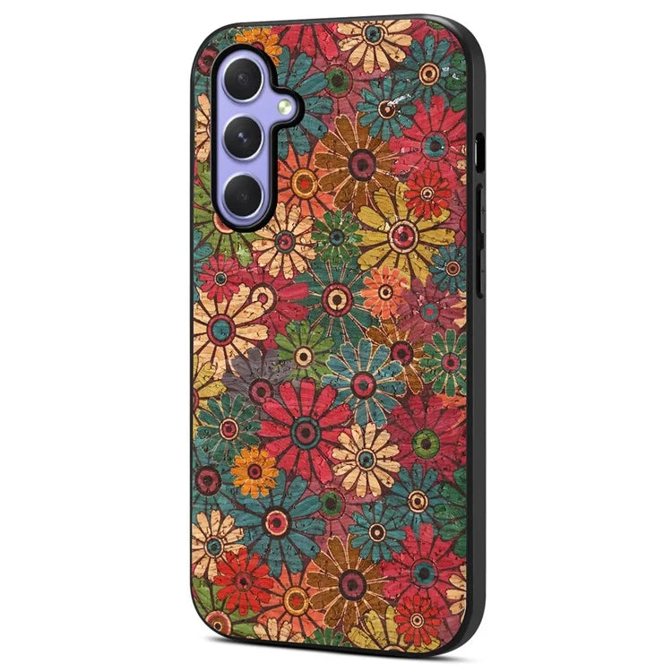 For Samsung Galaxy A54 5G Case Flower Pattern Printed TPU+PC+Leather Phone Protector