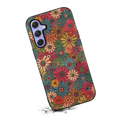 For Samsung Galaxy A54 5G Case Flower Pattern Printed TPU+PC+Leather Phone Protector