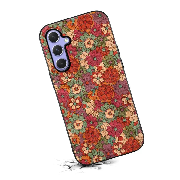 For Samsung Galaxy A54 5G Case Flower Pattern Printed TPU+PC+Leather Phone Protector