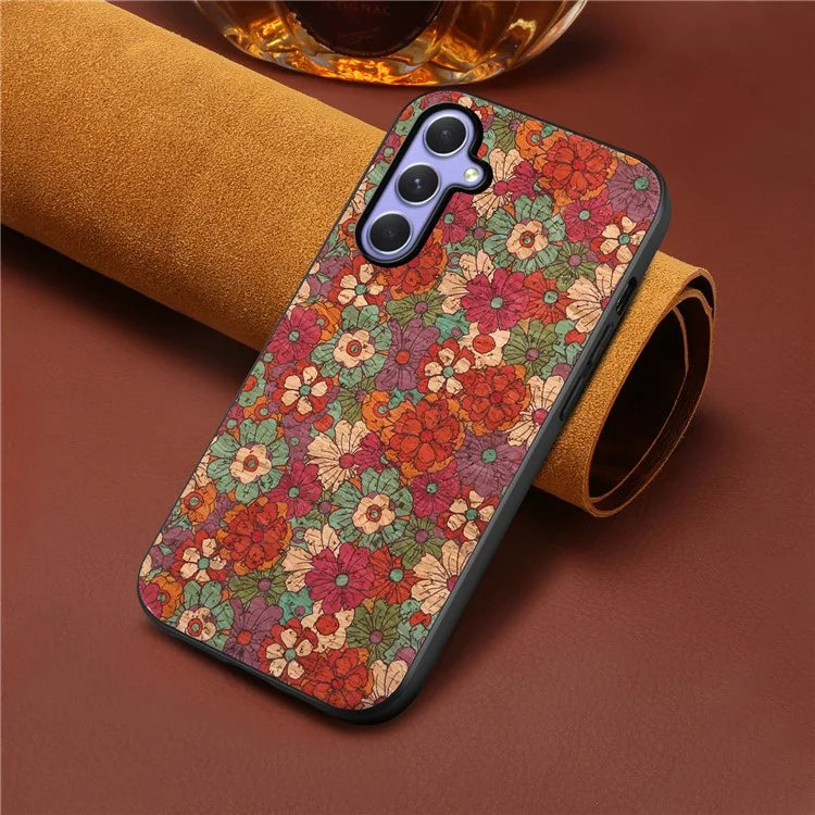 For Samsung Galaxy A54 5G Case Flower Pattern Printed TPU+PC+Leather Phone Protector