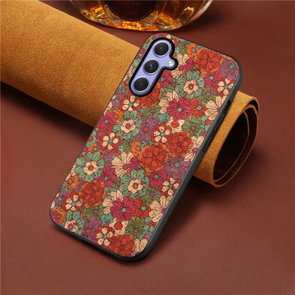 For Samsung Galaxy A54 5G Case Flower Pattern Printed TPU+PC+Leather Phone Protector