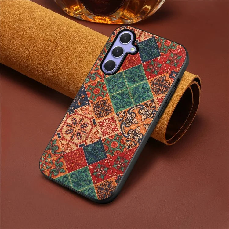 For Samsung Galaxy A54 5G Case Flower Pattern Printed TPU+PC+Leather Phone Protector
