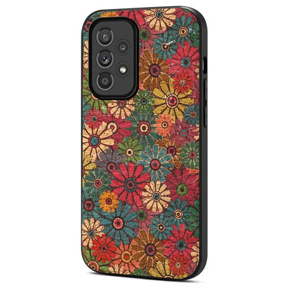 For Samsung Galaxy A33 5G Leather Coating Case Flower Pattern Anti-drop Smart Phone Cover