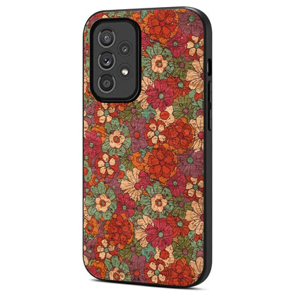 For Samsung Galaxy A33 5G Leather Coating Case Flower Pattern Anti-drop Smart Phone Cover