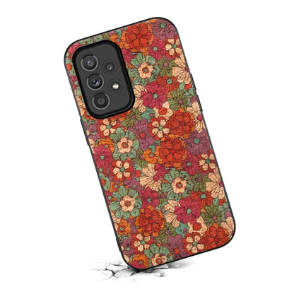 For Samsung Galaxy A33 5G Leather Coating Case Flower Pattern Anti-drop Smart Phone Cover