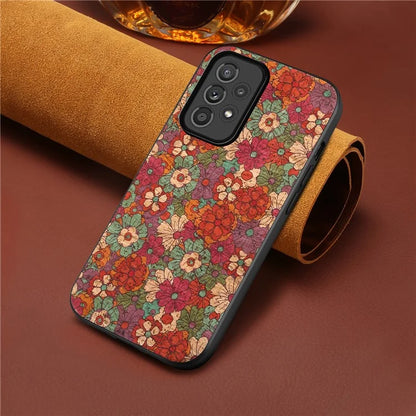 For Samsung Galaxy A33 5G Leather Coating Case Flower Pattern Anti-drop Smart Phone Cover