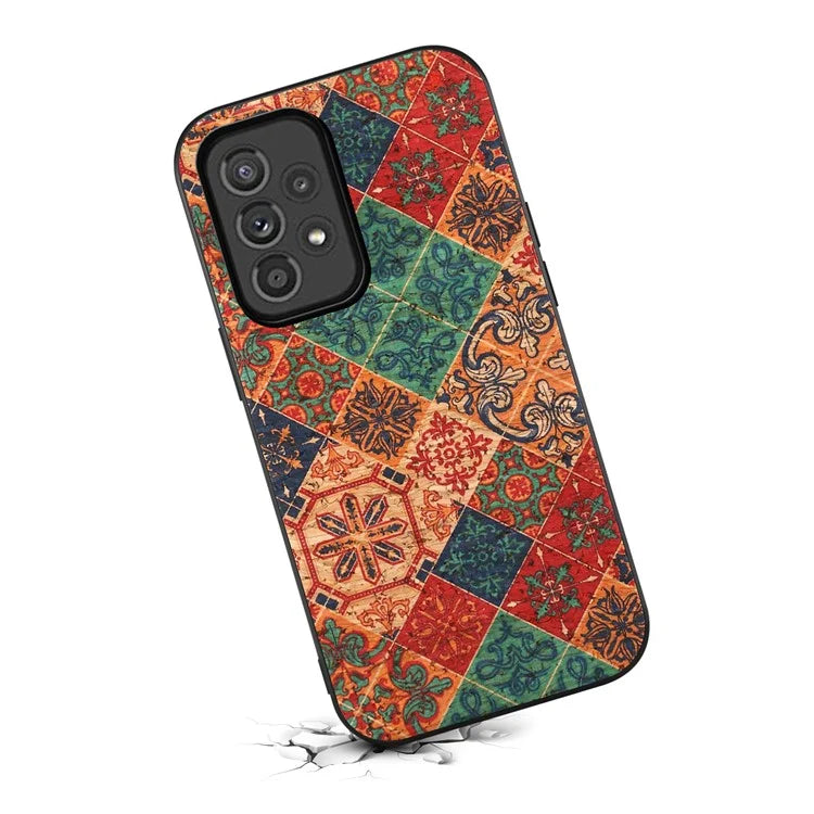 For Samsung Galaxy A33 5G Leather Coating Case Flower Pattern Anti-drop Smart Phone Cover
