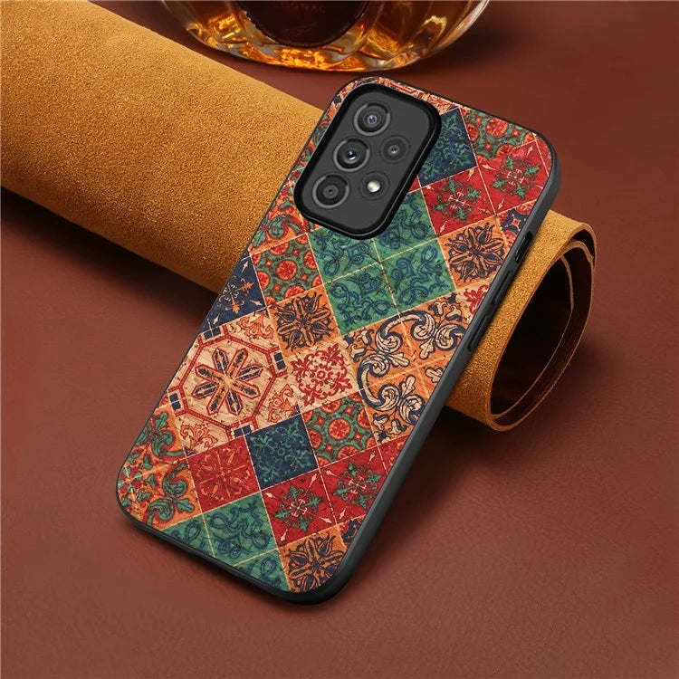 For Samsung Galaxy A33 5G Leather Coating Case Flower Pattern Anti-drop Smart Phone Cover