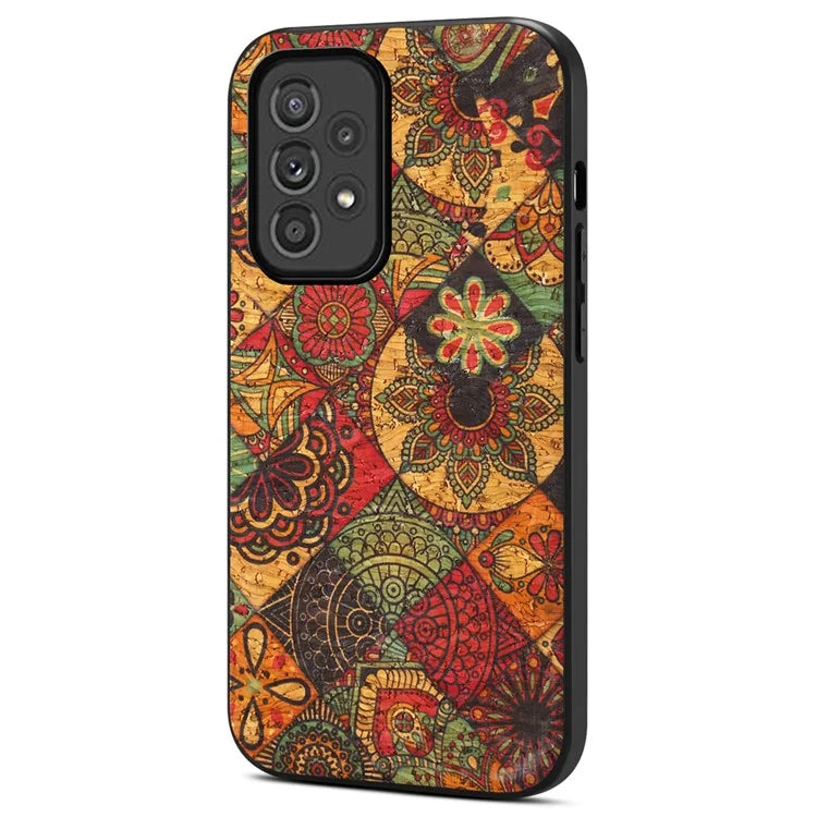 For Samsung Galaxy A33 5G Leather Coating Case Flower Pattern Anti-drop Smart Phone Cover