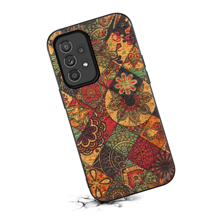 For Samsung Galaxy A33 5G Leather Coating Case Flower Pattern Anti-drop Smart Phone Cover