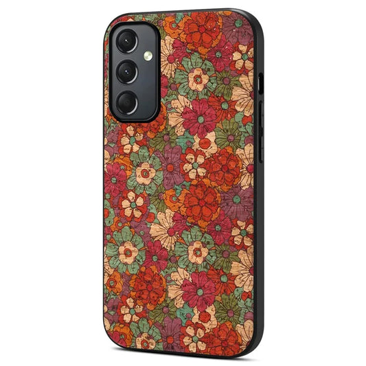 For Samsung Galaxy A24 4G (162.1 x 77.6 x 8.3mm) Phone Cover Flower Pattern Printed TPU+PC+Leather Back Case