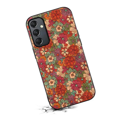 For Samsung Galaxy A24 4G (162.1 x 77.6 x 8.3mm) Phone Cover Flower Pattern Printed TPU+PC+Leather Back Case
