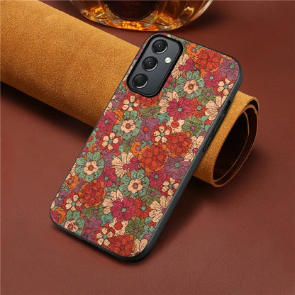 For Samsung Galaxy A24 4G (162.1 x 77.6 x 8.3mm) Phone Cover Flower Pattern Printed TPU+PC+Leather Back Case