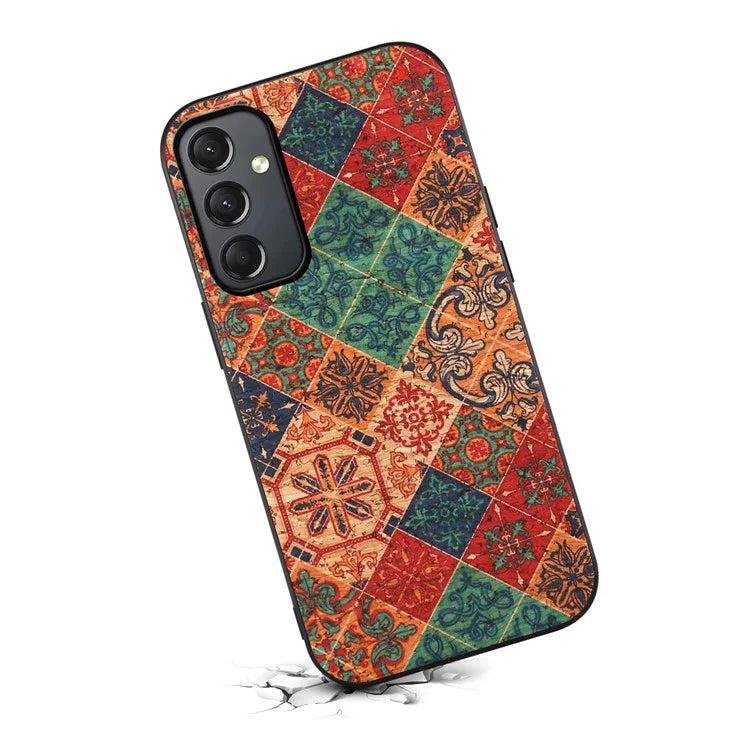 For Samsung Galaxy A24 4G (162.1 x 77.6 x 8.3mm) Phone Cover Flower Pattern Printed TPU+PC+Leather Back Case