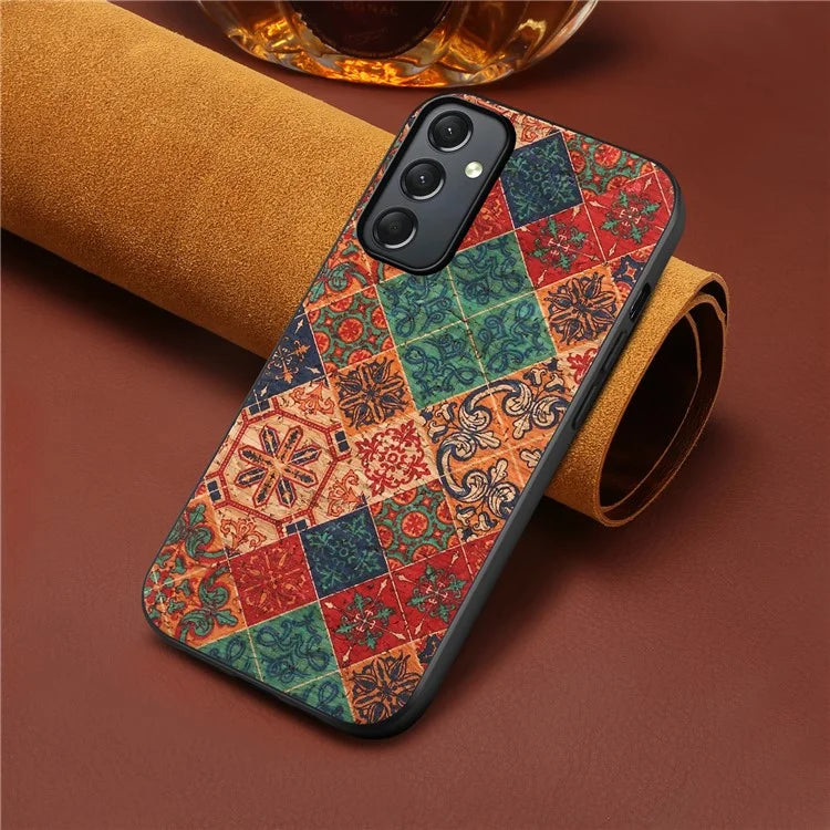 For Samsung Galaxy A24 4G (162.1 x 77.6 x 8.3mm) Phone Cover Flower Pattern Printed TPU+PC+Leather Back Case