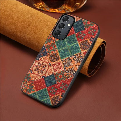 For Samsung Galaxy A24 4G (162.1 x 77.6 x 8.3mm) Phone Cover Flower Pattern Printed TPU+PC+Leather Back Case