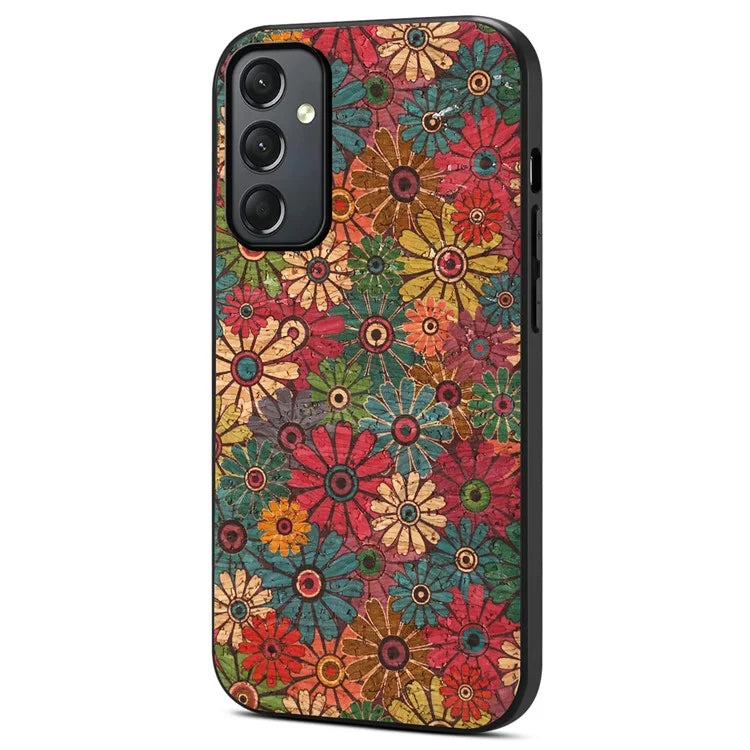 For Samsung Galaxy A24 4G (162.1 x 77.6 x 8.3mm) Phone Cover Flower Pattern Printed TPU+PC+Leather Back Case