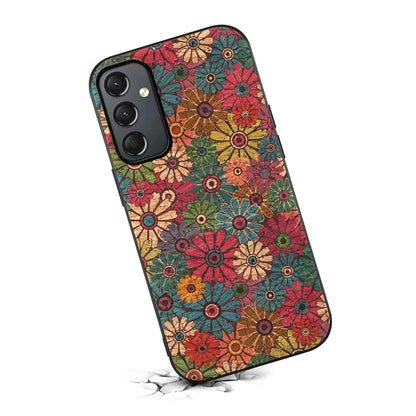 For Samsung Galaxy A24 4G (162.1 x 77.6 x 8.3mm) Phone Cover Flower Pattern Printed TPU+PC+Leather Back Case
