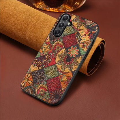 For Samsung Galaxy A34 5G Case PU Leather+TPU+PC Cover Printed with Seasonal Flower Patterns