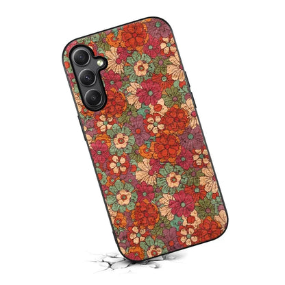 For Samsung Galaxy A34 5G Case PU Leather+TPU+PC Cover Printed with Seasonal Flower Patterns