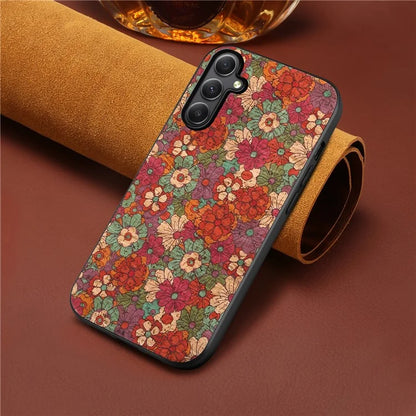 For Samsung Galaxy A34 5G Case PU Leather+TPU+PC Cover Printed with Seasonal Flower Patterns
