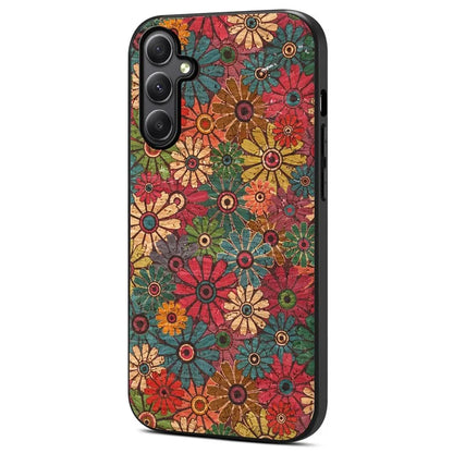 For Samsung Galaxy A34 5G Case PU Leather+TPU+PC Cover Printed with Seasonal Flower Patterns