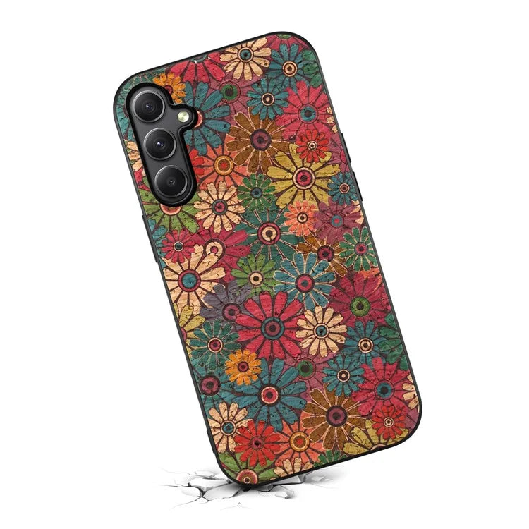 For Samsung Galaxy A34 5G Case PU Leather+TPU+PC Cover Printed with Seasonal Flower Patterns