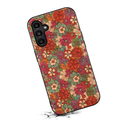 For Samsung Galaxy A14 5G Phone Cover Leather+TPU+PC Seasonal Flowers Patterns Back Case