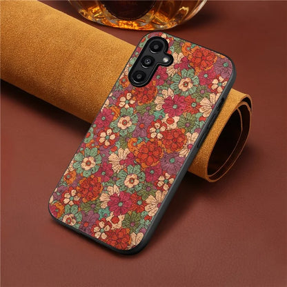 For Samsung Galaxy A14 5G Phone Cover Leather+TPU+PC Seasonal Flowers Patterns Back Case